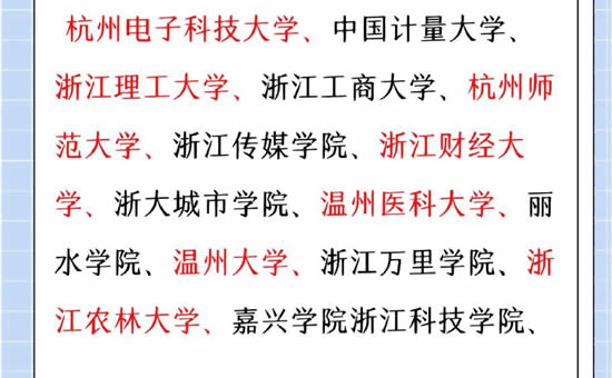浙江省的专升本学校名单 有哪些学校接受专升本的学生