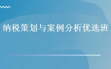 纳税策划与案例分析优选班 