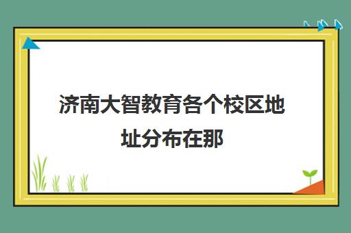 济南大智教育各个校区地址分布在那