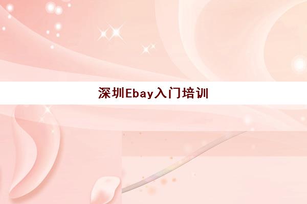 深圳Ebay入门培训 深圳Ebay入门培训