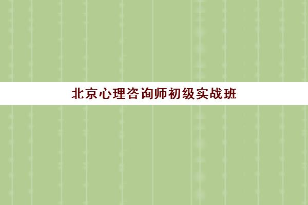北京心理咨询师初级实战班 北京心理咨询师初级实战班