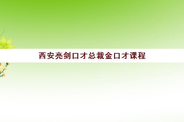 西安亮剑口才总裁金口才课程