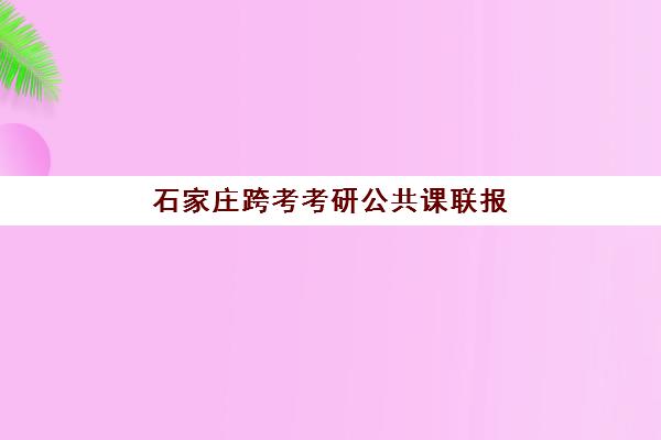 石家庄跨考考研公共课联报