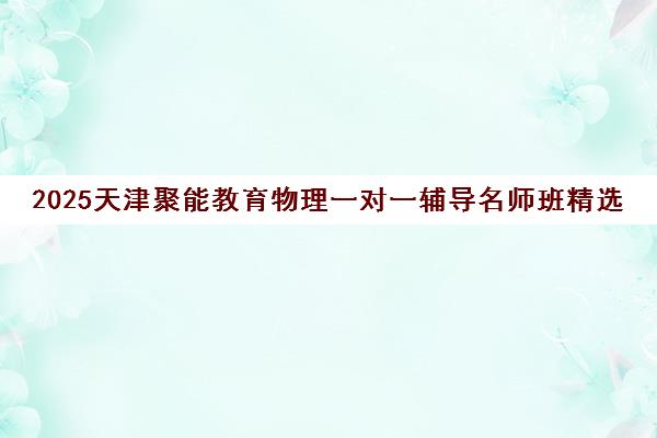 2025天津聚能教育物理一对一辅导名师班精选 费用与机构一览