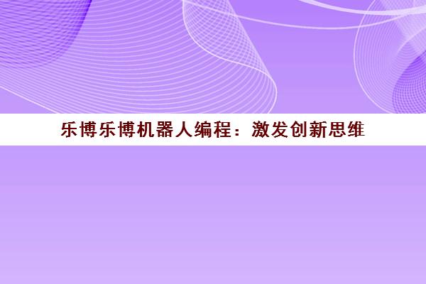 乐博乐博机器人编程 激发创新思维 领跑科技未来起跑线