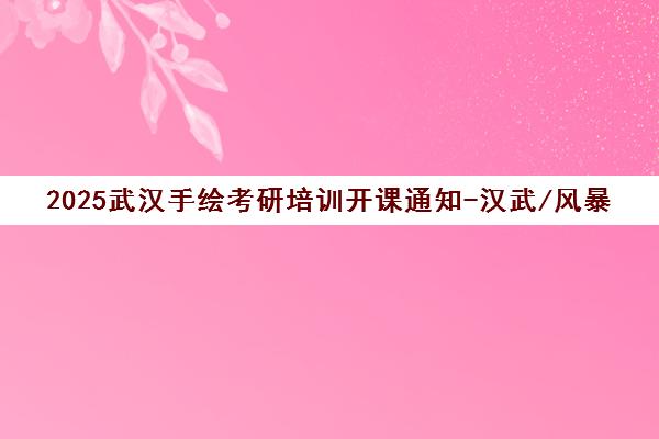 2025武汉手绘考研培训开课通知-汉武/风暴班型费用地址汇总