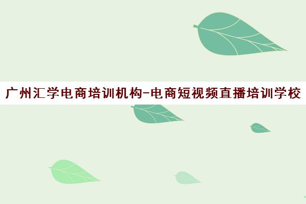 广州汇学电商培训机构-电商短视频直播培训学校