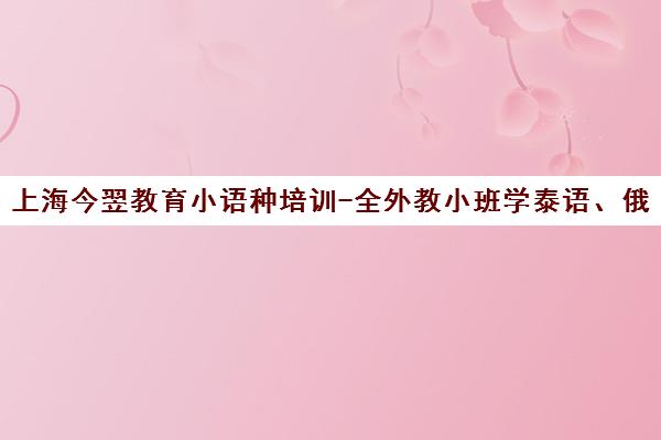 上海今翌教育小语种培训-全外教小班学泰语、俄语、阿拉伯语