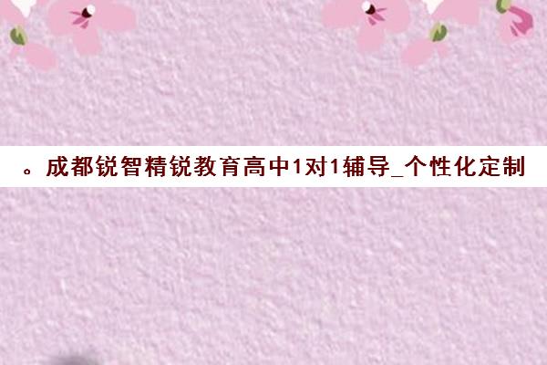 。成都锐智精锐教育高中1对1辅导_个性化定制课程