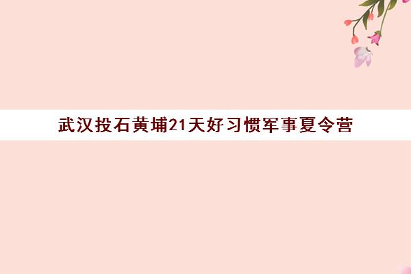 武汉投石黄埔21天好习惯军事夏令营 中小学生行为习惯养成班