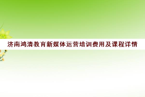 济南鸿清教育新媒体运营培训费用及课程详情