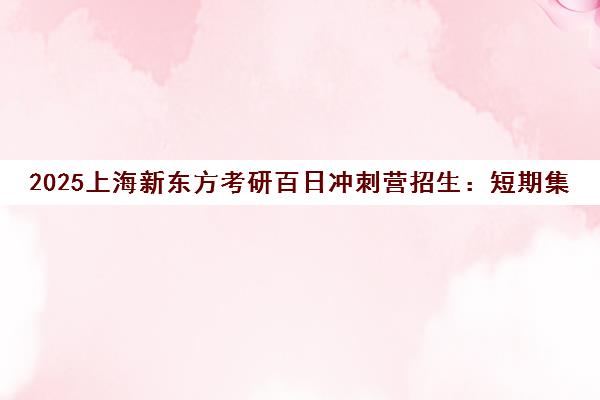 2025上海新东方考研百日冲刺营招生 短期集训助力高分突破