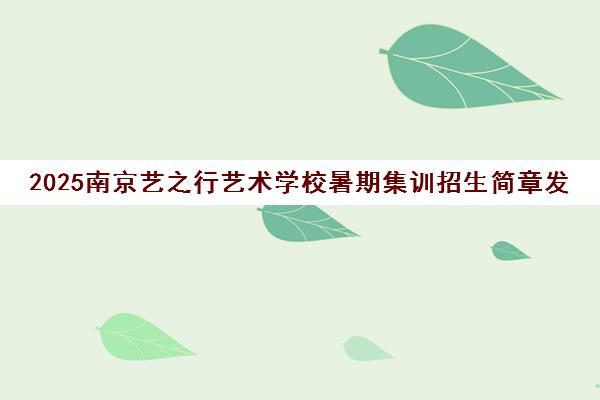 2025南京艺之行艺术学校暑期集训招生简章发布
