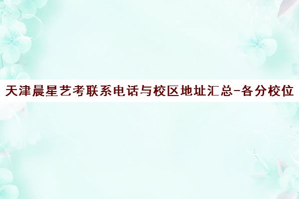 天津晨星艺考联系电话与校区地址汇总-各分校位置一览