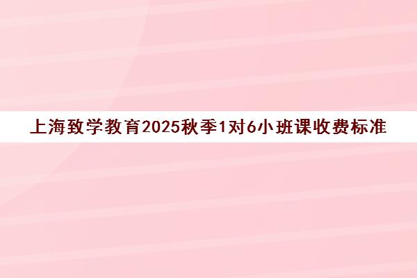 上海致学教育2025秋季1对6小班课收费标准及价格明细