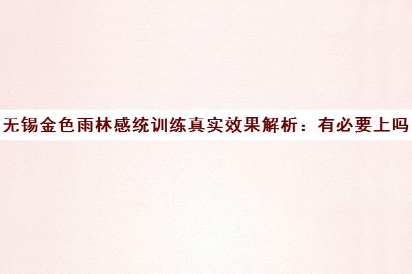 无锡金色雨林感统训练真实效果解析 有必要上吗？