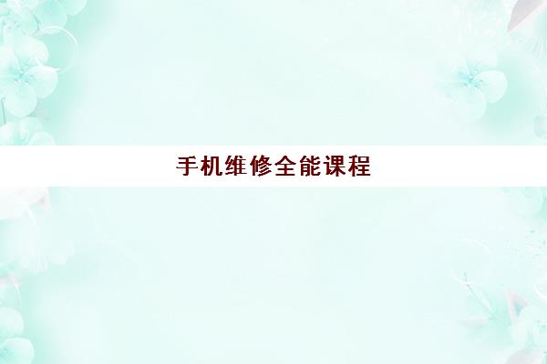 手机维修全能课程 手机维修全能课程