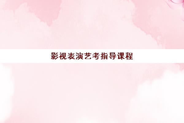 影视表演艺考指导课程
