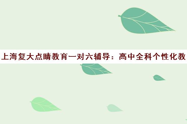 上海复大点睛教育一对六辅导 高中全科个性化教学 中小学辅导班优选