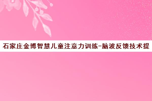 石家庄金博智慧儿童注意力训练-脑波反馈技术提升专注力