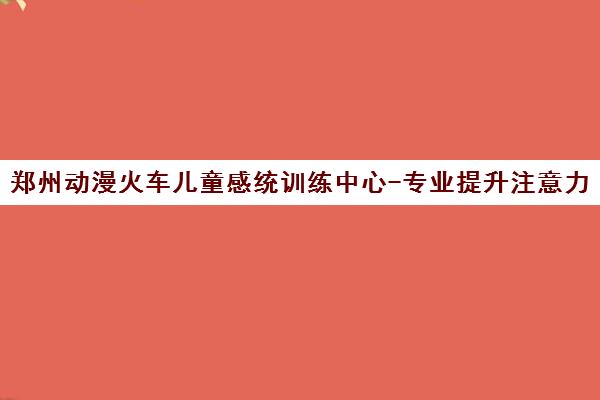 郑州动漫火车儿童感统训练中心-专业提升注意力与学习力