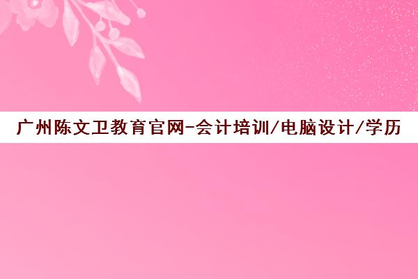 广州陈文卫教育官网-会计培训/电脑设计/学历提升及新闻动态