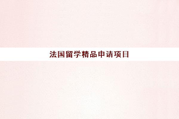 法国留学精品申请项目 法国留学精品申请项目