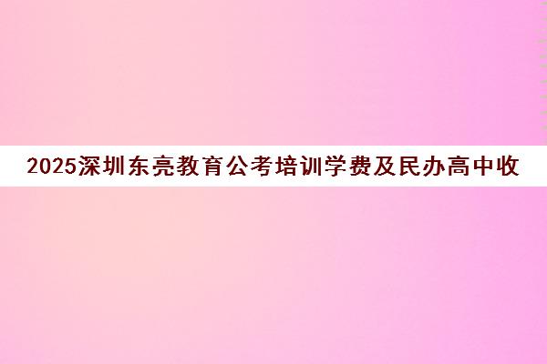 2025深圳东亮教育公考培训学费及民办高中收费标准一览