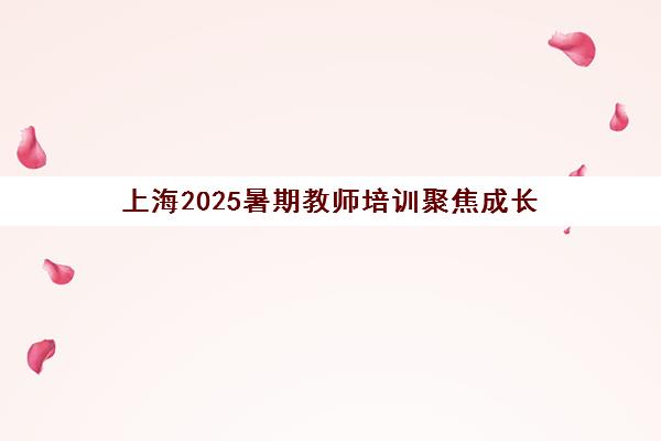 上海2025暑期教师培训聚焦成长 赋能教育高质量发展