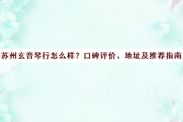 苏州玄音琴行怎么样？口碑评价、地址及推荐指南