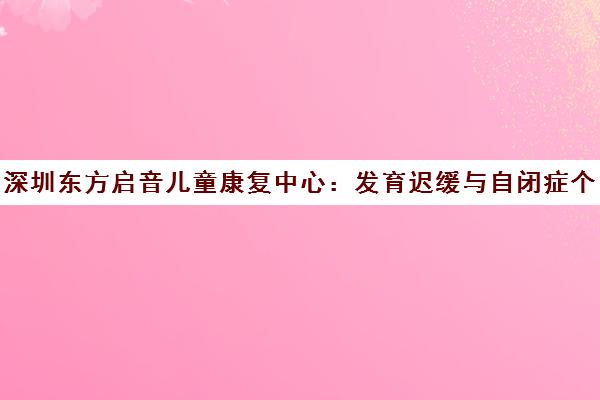 深圳东方启音儿童康复中心 发育迟缓与自闭症个性化言语治疗机构