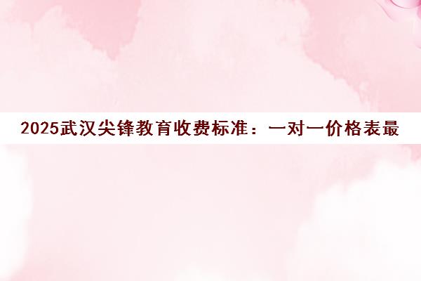 2025武汉尖锋教育收费标准 一对一价格表最新版