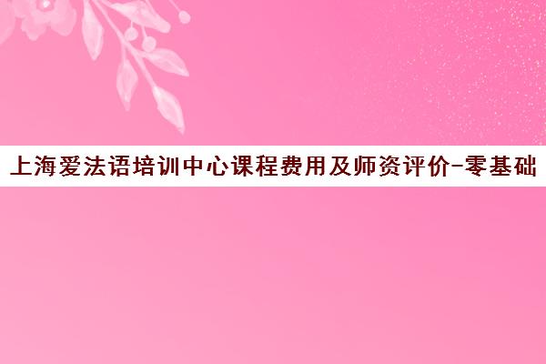 上海爱法语培训中心课程费用及师资评价-零基础到留学课程介绍