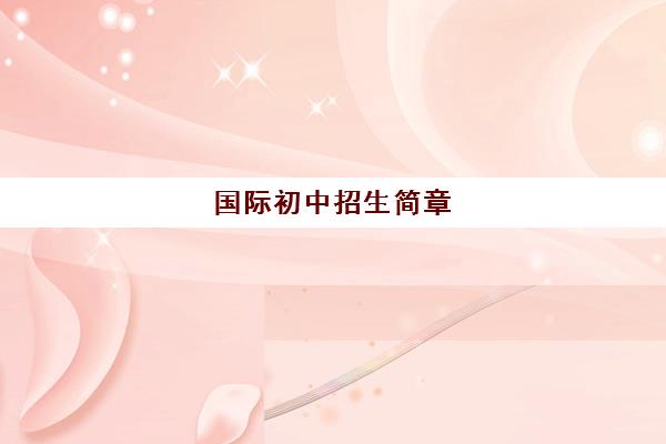 国际初中招生简章