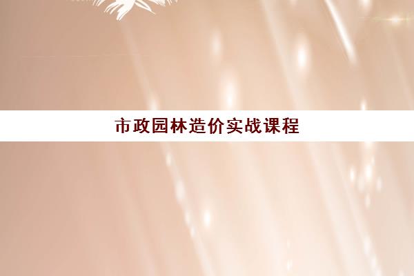 市政园林造价实战课程 市政园林造价实战课程