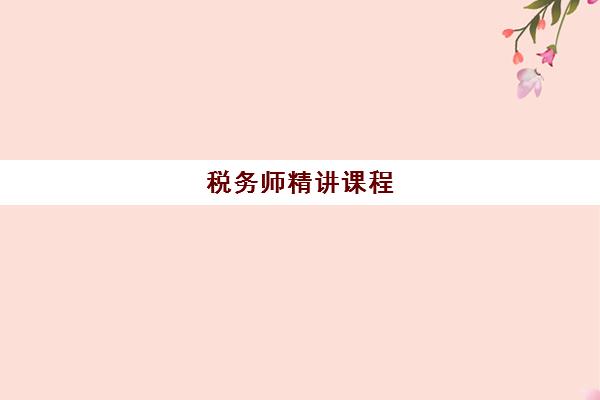 税务师精讲课程