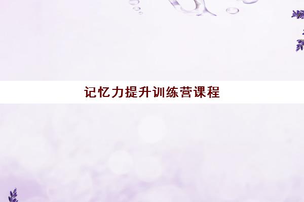 记忆力提升训练营课程 记忆力提升训练营课程