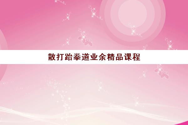 散打跆拳道业余精品课程