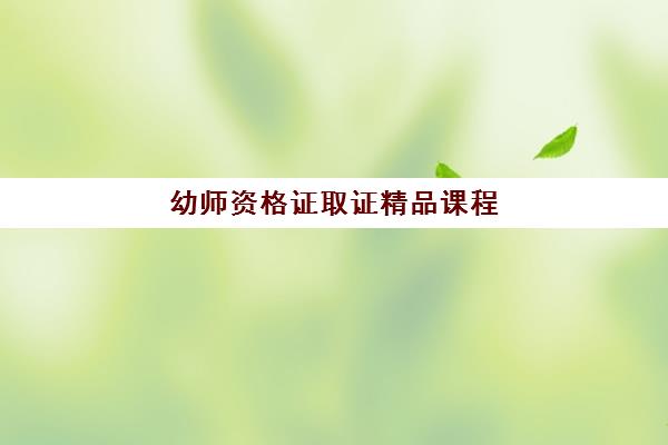 幼师资格证取证精品课程