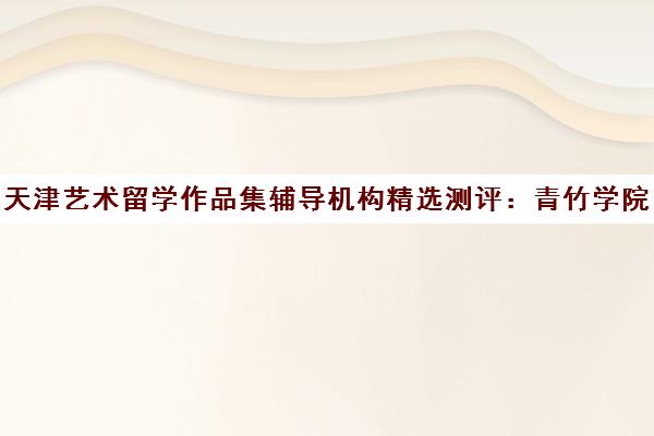天津艺术留学作品集辅导机构精选测评 青竹学院等口碑对比