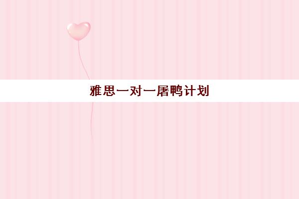 雅思一对一屠鸭计划