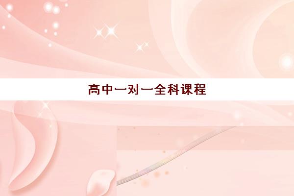 高中一对一全科课程 高中一对一全科课程