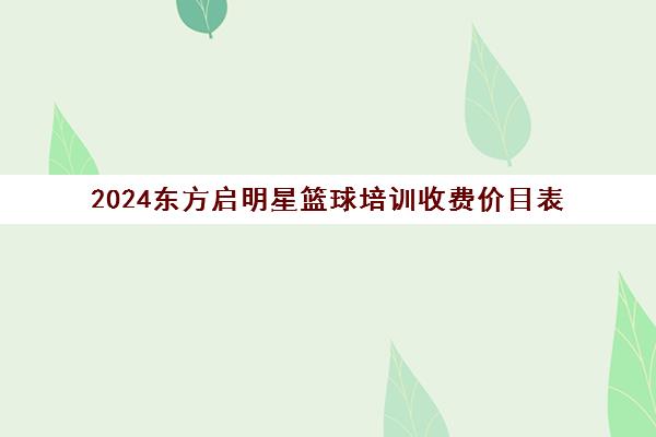 2024东方启明星篮球培训收费价目表 一节课多少钱？