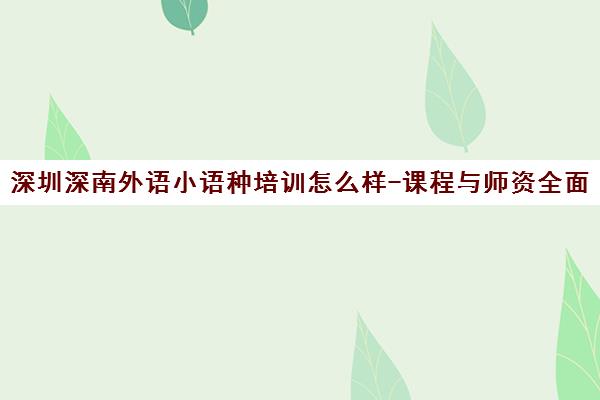 深圳深南外语小语种培训怎么样-课程与师资全面解析