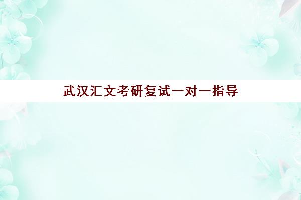 武汉汇文考研复试一对一指导 量身定制24考研复试方案