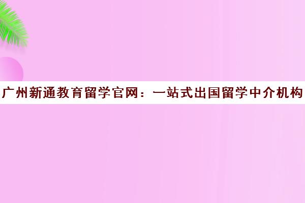 广州新通教育留学官网 一站式出国留学中介机构