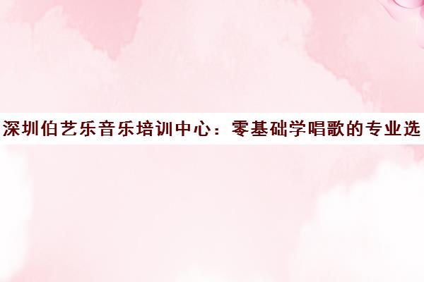 深圳伯艺乐音乐培训中心 零基础学唱歌的专业选择