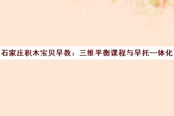 石家庄积木宝贝早教 三维平衡课程与早托一体化特色