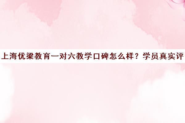 上海优梁教育一对六教学口碑怎么样？学员真实评价揭秘