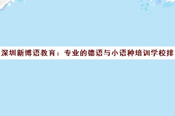深圳新博语教育 专业的德语与小语种培训学校排名